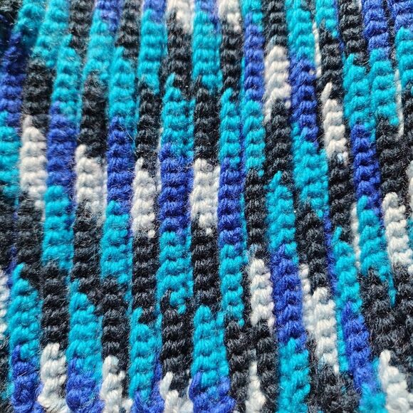 New Handmade Crochet Ribbed Balaclava Blue & Black Mask Hood Hats main image 12